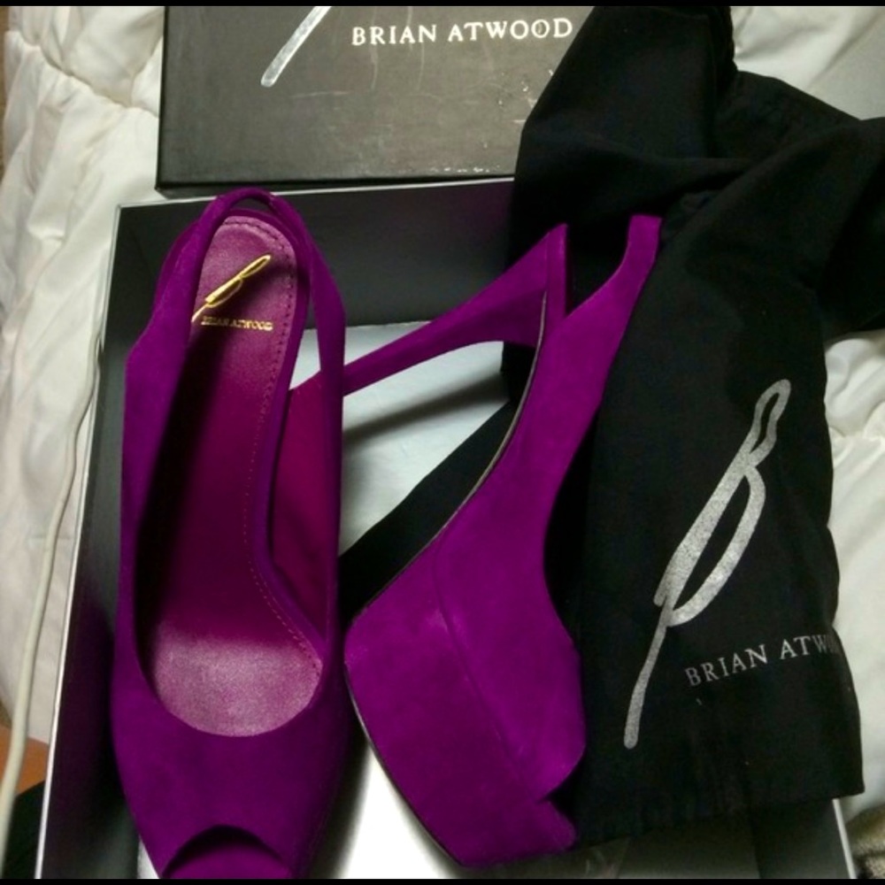 Brian Atwood sling back peep toe heels